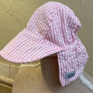 The Original Flap Hat pink and white stripe size S